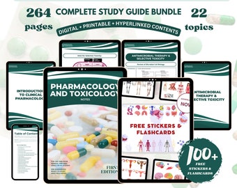 Farmacologie en toxicologiebundel Gratis flashcard en stickers Farmacologie Toxicologie Gids Verpleegschool Medische aantekeningen Direct downloaden