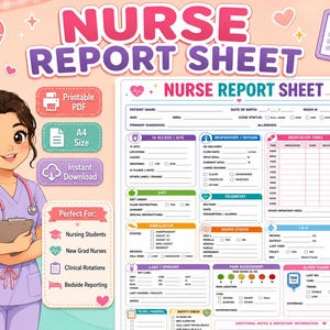 Nursing Report Sheet | Patient Clinical Documentation Template (Printable PDF)