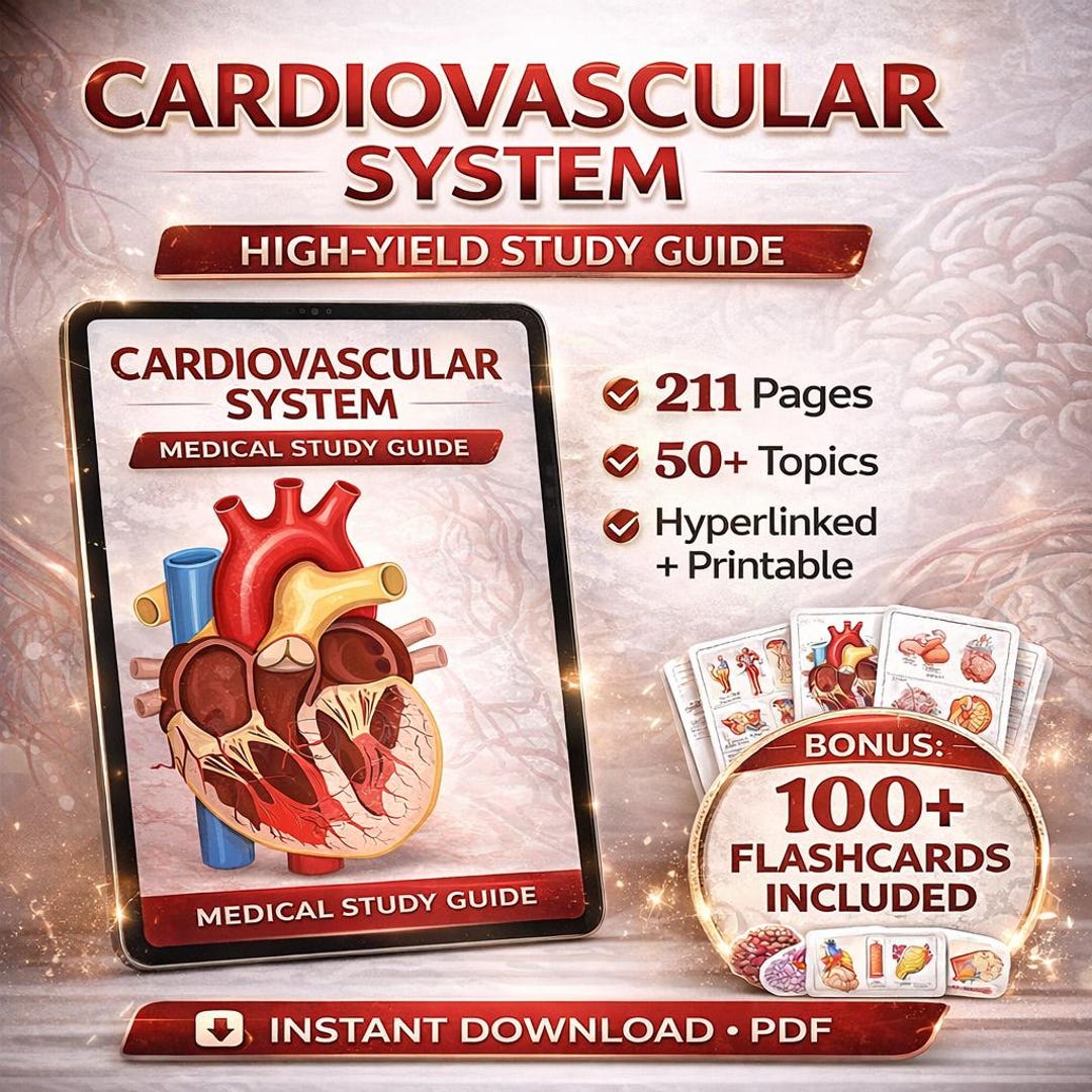 Cardiovascular System Flashcards and Stickers, Cardiac Nurse Notes ...