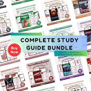 Pacchetto completo di guida allo studio definitivo, 21 eBook, oltre 10000 pagine, appunti della scuola infermieristica, guida allo studio infermieristico, medicina d'urgenza, farmacologia PNG