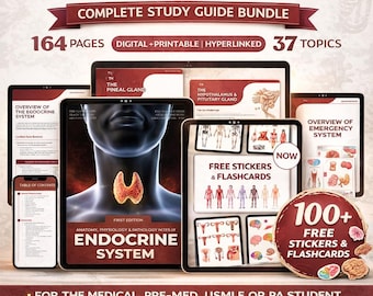 Guía de estudio del sistema endocrino: notas médicas, agenda y pegatinas (descarga digital)