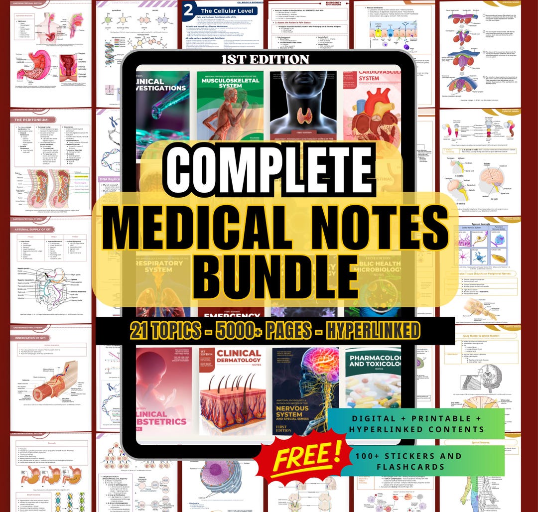 Subtotal Medical Notes Complete Med Student Notes Bundle, High-yield Medical Student Notes, 21 ...