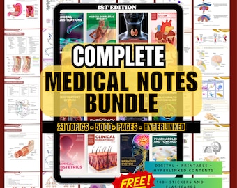Paquete completo de apuntes para estudiantes de medicina, apuntes de alto rendimiento para estudiantes de medicina, 21 asignaturas, 4000 páginas, 2300 diagramas, apuntes de enfermería, libro electrónico