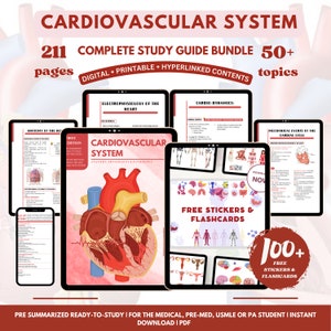 Circulatory Cardiovascular System Free Flashcard and Stickers, Cardiovascular System Instant Download, Cardiac Nurse Notes Digital Print