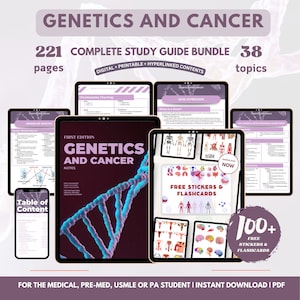 Genetik und Krebs Bündel mit Karteikarten und Aufklebern, Genetik Lernanleitung Digitaldruck, Medizinische Hinweise Digitaler Download PDF Datei Pflege