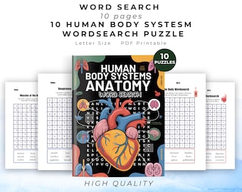 Human Body Systems Anatomy Word Search Puzzles, Activity Worksheet Organ Systems Word Search Body Part Hospital Stay Healthcare pdf Download