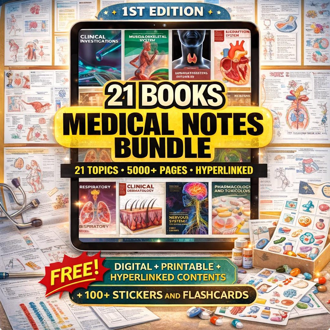 Medical School Notes Bundle, 21 Subjects, Anatomy & Clinical Diagrams ...