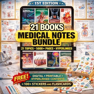 Pacote de Anotações para Faculdade de Medicina, 21 Matérias, Anatomia e Diagramas Clínicos (Download Digital)