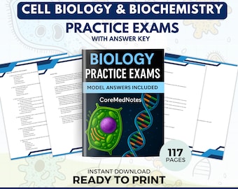 Examen de práctica de biología celular y bioquímica, repaso de examen de biología / Guía de estudio para enfermería / Preguntas de opción múltiple (PDF de 117 páginas)