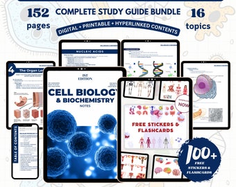 Cell Biology & Biochemistry Bundle, Digital Download PDF File Study Guide, Nursing School Notes Digital Print, Printable Medical Notes