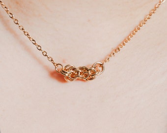 Rose Gold Candy Cane Weave Necklace: Stainless Steel Chain