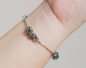 Silver Stainless-Steel Byzantine Bracelet – Unisex Chainmail Weave, Hypoallergenic, Everyday, Giftable