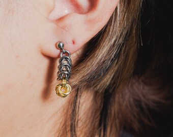 Gold Mobius Ball Earrings: Stainless Steel Chainmail - Hypoallergenic