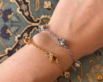 Chainmail Gem Bracelet | Stainless Steel, Carnelian Jewelry