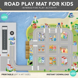 Car Play Mat for Kids Road Play Mat Pretend Play Activity for Parents and Kids Play with Toy Cars Play Mat Instant Download Printable