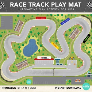 Race Track Play Mat for Kids Play Mat Pretend Play Activity for Parents and Kids Play with Toy Cars Play Mat Instant Download Printable