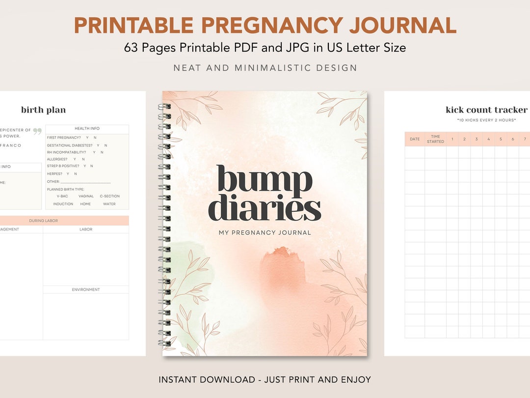 Printable Pregnancy Journal PDF Planner for Moms Printable Pregnancy ...