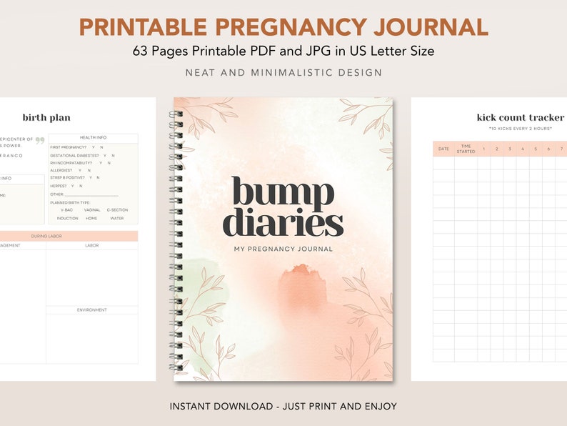 Printable Pregnancy Journal PDF Planner for Moms Printable Pregnancy ...