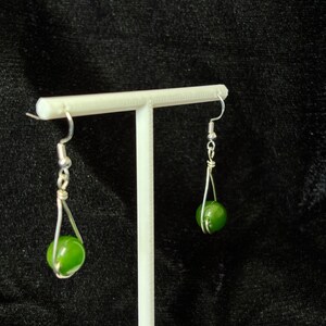Dangle Wire Wrapped Earrings with Malachite Beads