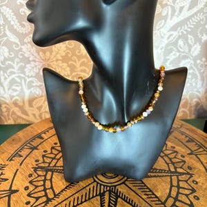 Handmade Glass Beaded Necklace, Sparkly Beaded Necklace, Multicolored Beaded Necklace, Simple Beaded Necklace, Gift for Her