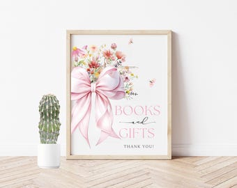 Editable Baby Shower Table Sign Bundle Pink Bow Baby Shower Sign Bundle Wildflower Baby Shower Decor  Pink Baby in Bloom Baby Shower Favors
