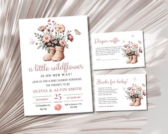 Wildflower Baby Shower Invitation: Spring Floral, Baby in Bloom (Digital Download)