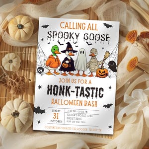 Halloween Goose Invitation Spooky Goose Halloween Invitation Funny Goose Halloween Party Invite Spooktacular Halloween Costume Party Invite