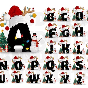 Paquete de alfabeto navideño PNG Letra navideña personalizada Nombre Doodle PNG Apellido Regalo de Navidad Nombre familiar Inicial familiar personalizado PNG