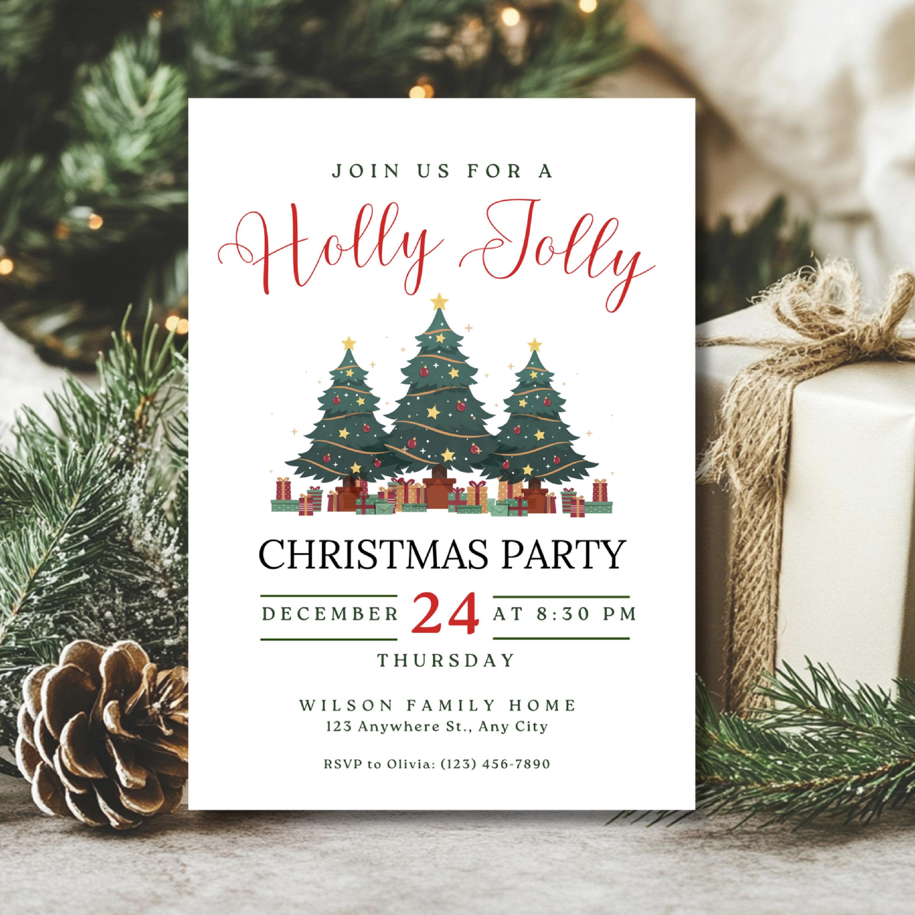 Editable Christmas Party Invitation Printable Holiday Party Invitation Template Editable Christmas Tree Invitation Instant Download