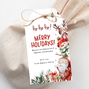 Editable Christmas Gift Tag Template Editable Christmas Favor Tag Merry Christmas Gift tag Printable Holiday Party Gift Tag Digital Download