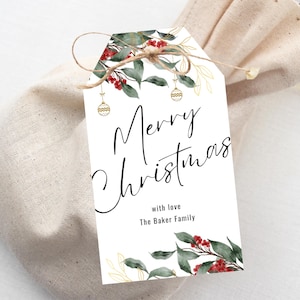 Modèle d&#39;étiquette de cadeau de Noël minimaliste Étiquettes modifiables de cadeau de Noël Étiquette de cadeau joyeux Noël Modèle d&#39;étiquette imprimable de cadeau de Noël