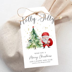 Editable Christmas Favor Tags Holiday Gift Tags Merry Christmas Gift tag Party Santa Holiday Labels  Printable Template Digital Download