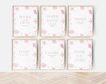 Beach Baby Shower Table Signs: Pink Seashell Theme (Digital Download)