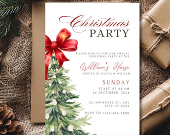 EDITABLE Christmas Party Invitation Holiday Party Invitation Template Editable Christmas Tree Invitation Christmas Tree Work Holiday Party