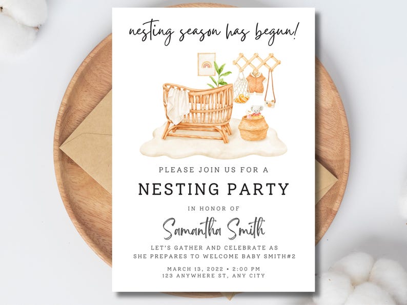 Boho Nesting Party Invitation Template (digital Download) - Etsy