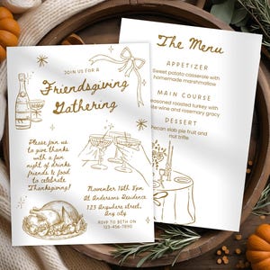 Editable Friendsgiving Invitation: Thanksgiving Dinner Party Invite (Canva Template, Digital Download)