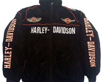 Harley Davidson Special Edition Jubiläum Biker Racing Motorsport komplett bestickte Jacke aus Baumwollmischung für Männer / Frauen