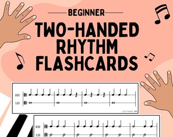 Two-Handed Rhythm Flashcards | Learn Piano | Printable | Beginner Piano | Music Theory | Piano Lesson