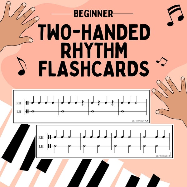 Two-Handed Rhythm Flashcards | Learn Piano | Printable | Beginner Piano | Music Theory | Piano Lesson