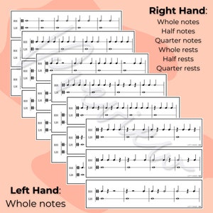Two-handed Rhythm Flashcards | Learn Piano | Printable | Beginner Piano ...