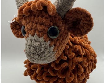 Crochet Fluffy Highland Cow (Standing) - Amigurumi Handmade Stuffed Animal Plushie