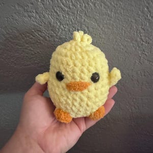 Crochet Chunky Yellow Chick Amigurumi Plushie Handmade Stuffed Animal