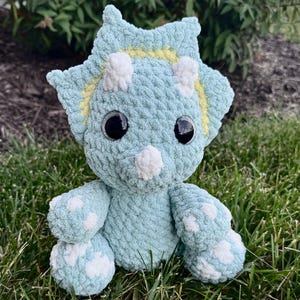 Crochet Baby Dinosaur (Dino Blue/Green) Amigurumi Handmade Stuffed Plushie Animal