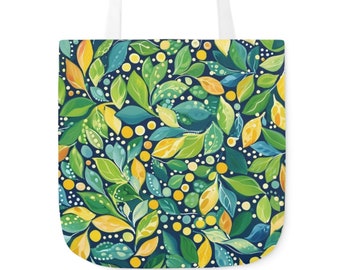Leafy Green Botanical Canvas Tote Bag - Nature-Inspired Carryall