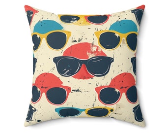 Coussin pour lunettes de soleil rétro | Coussin à pois | Décoration colorée pour la maison