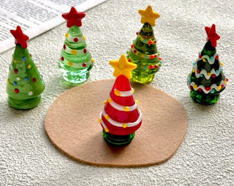 Handmade Stained Glass, FigurinesGlass Christmas Trees,  Handmade Illuminated Glass Miniature Christmas Trees, Collectible Christmas Trees