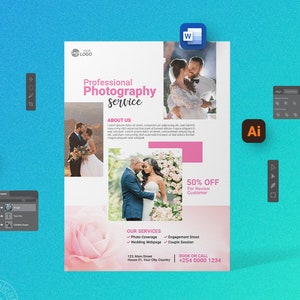 Photography Service Flyer Template | Adobe Photoshop Template | Illustrator Template | MS Word Template | Business Flyer| Marketing Flyer