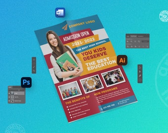School Admission Flyer Template | Adobe Photoshop Template | Illustrator Template | MS Word Template | Business Flyer | Marketing Flyer