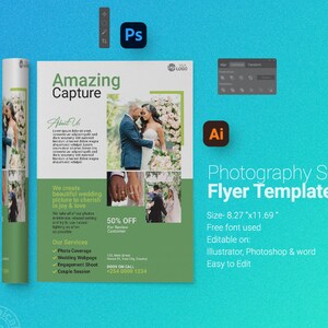 Photography Service Flyer Template | Adobe Photoshop Template | Adobe Illustrator Template | MS Word Template