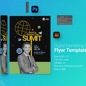 Digital Marketing Submit Flyer| Adobe Photoshop Template | Adobe Illustrator Template | MS Word Template | Business Flyer | Marketing Flyer
